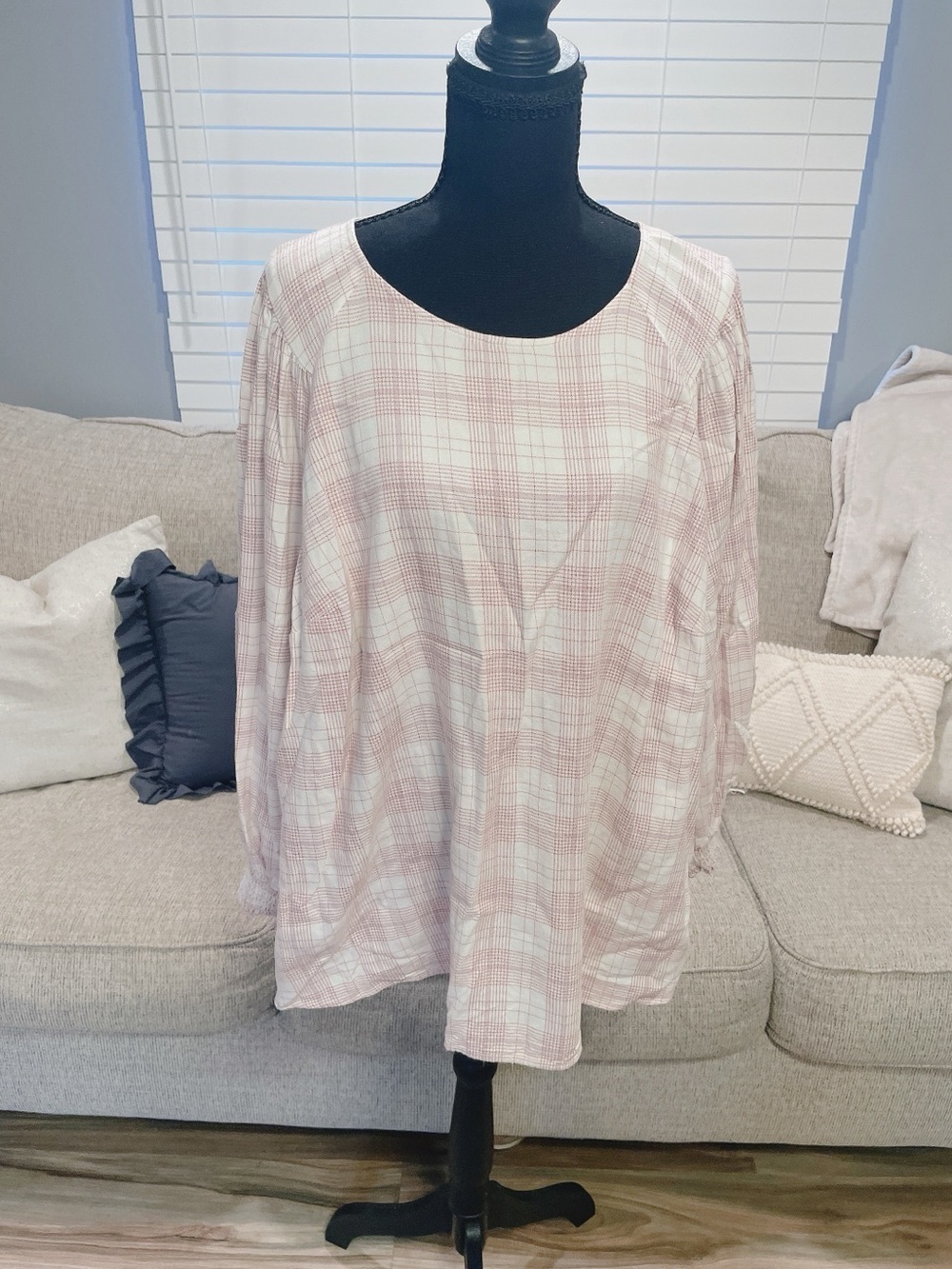 Ava & Viv Plaid Pink Women's Blouse Size 1X